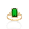 sortija rectangular cristal verde