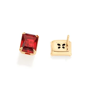 Alternative view of Aretes Con Cristal Enchapados En Oro De 18K - Rojos