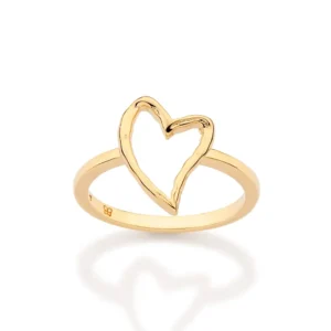 Anillo Con Corazón Calado Enchapado En Oro 18 K