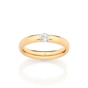 Anillo Boda Una Circonia Enchapado En Oro Anillo De Boda Con Una Circonia Enchapado en Oro 18K