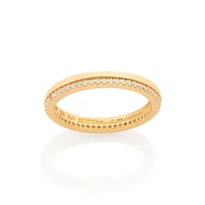 Luminoso Anillo de Matrimonio 48 Circonias Enchapado En Oro 18K