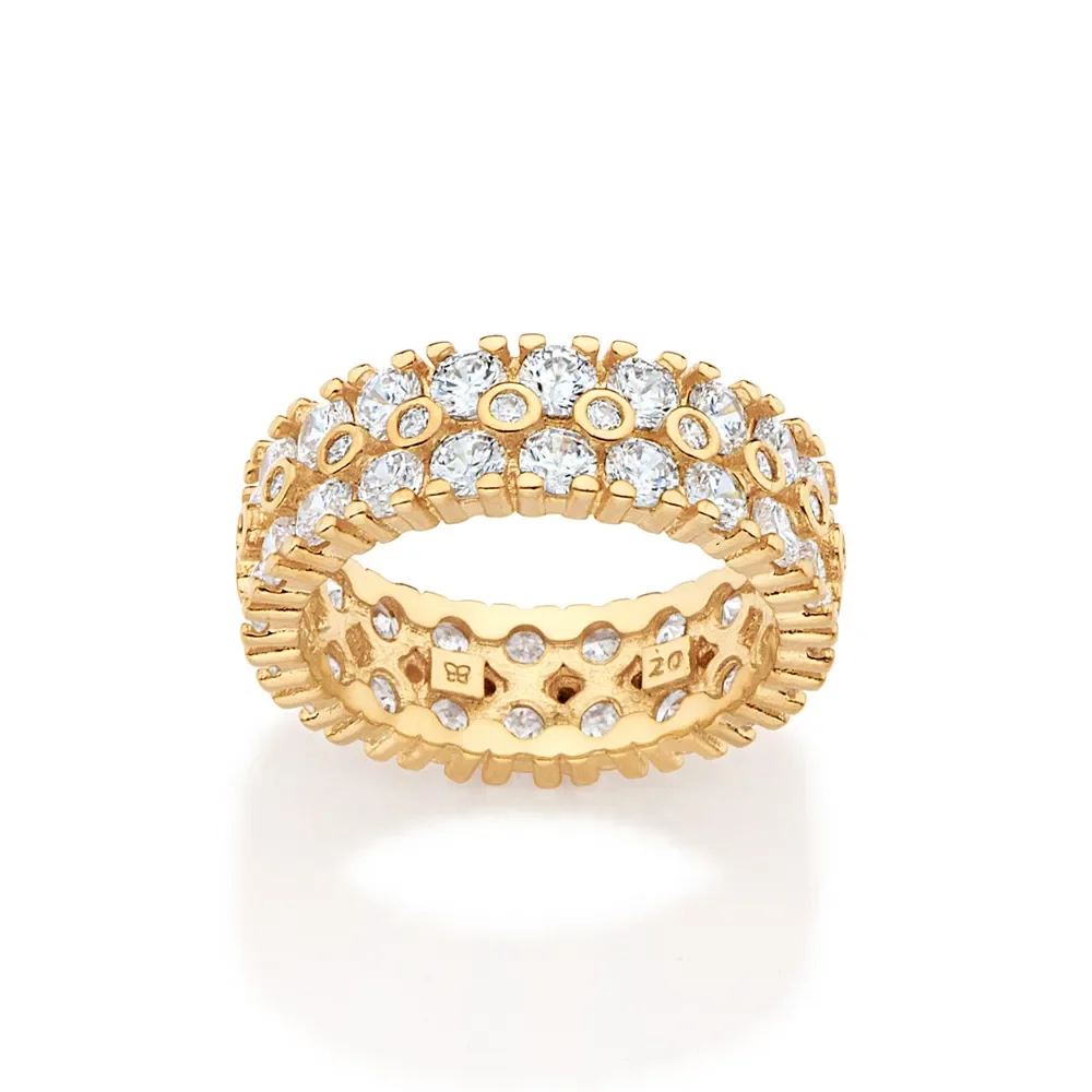 Impactante Anillo Maxi 36 Circonias Blanca Enchapado En Oro 18K 3 Impactante Anillo Maxi 36 Circonias Blanca Enchapado En Oro 18K