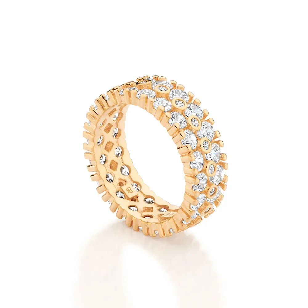 Impactante Anillo Maxi 36 Circonias Blanca Enchapado En Oro 18K 4 Anillo maxi con circonias blancas en Enchapado en oro 18k