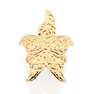 Anillo maxi de estrella de mar con detalles en alto relieve para hombres modernos