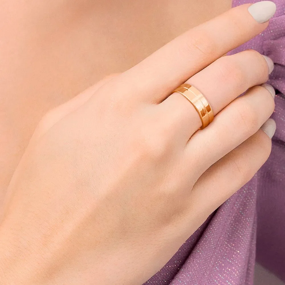 Anillo Maxi Liso Enchapado En Oro 18K 5 joyería elegante para ocasiones especiales