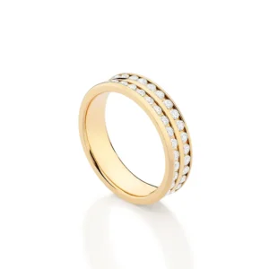 Anillo de boda en oro 18K con circonias cúbicas para bodas y eventos formales