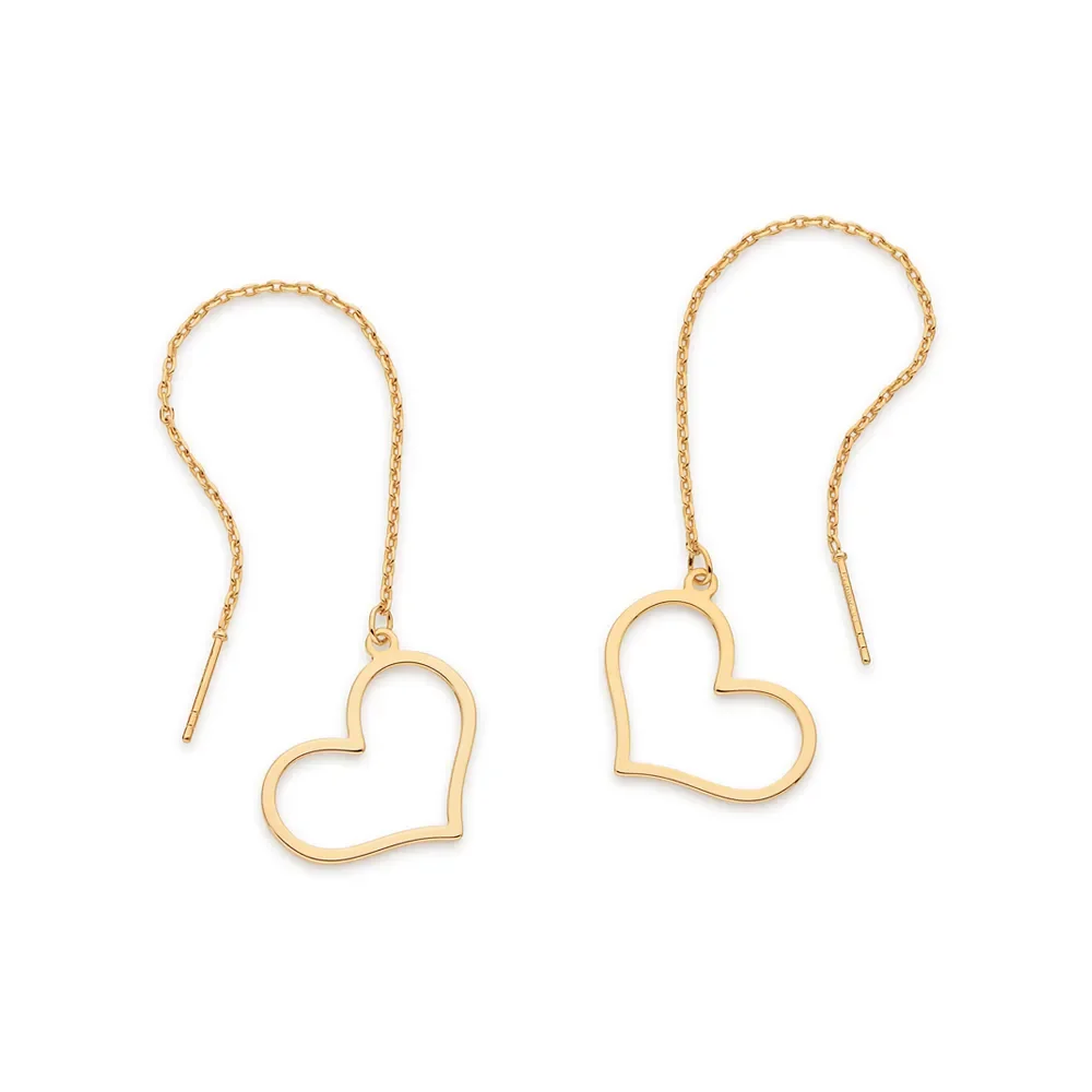 Aretes Colgante En Forma De Corazón  Enchapado en Oro 18K