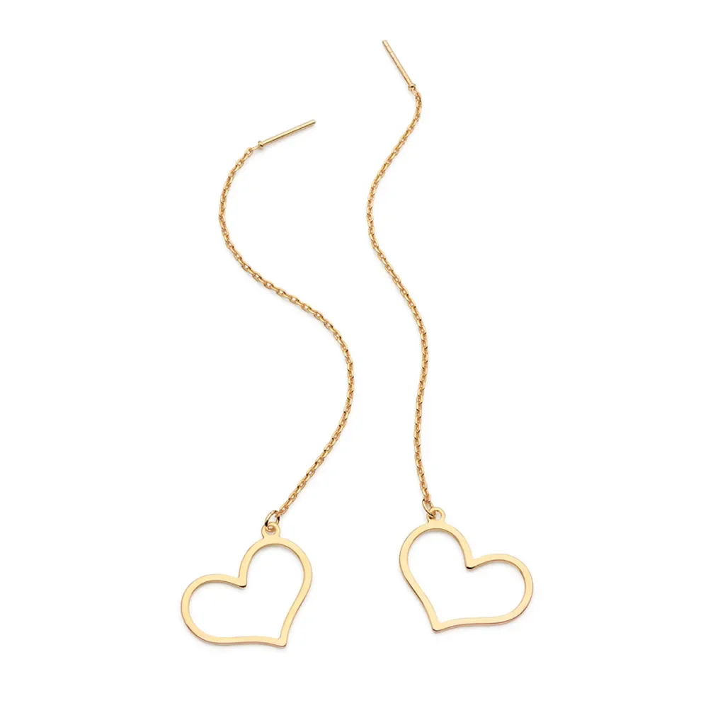 Aretes colgantes en forma de corazón con Enchapado en oro 18K para eventos especiales y uso diario