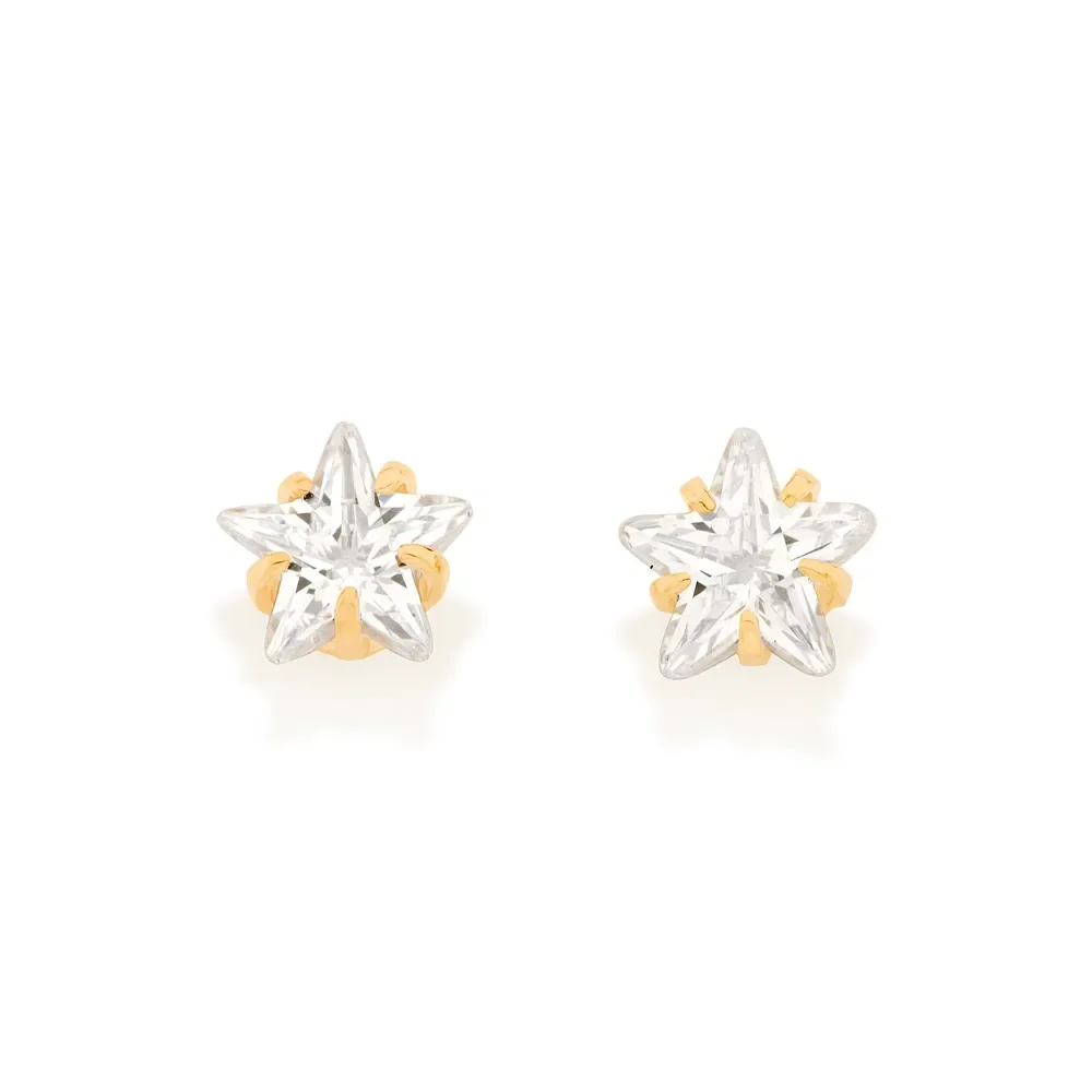 Aretes De Bebé Con Estrella De Circonia Enchapados En Oro 18K 4 Aretes de circonia estrella para bebé