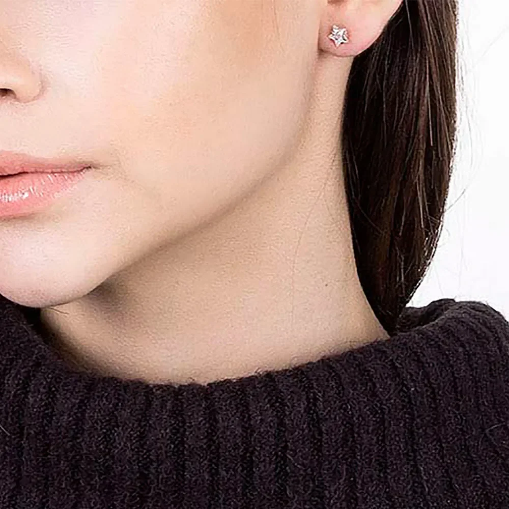 Aretes De Bebé Con Estrella De Circonia Enchapados En Oro 18K 5 joyería elegante y brillante para niños