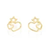 Aretes De Corazón Con Estrella Enchapados En Oro 18K 1 Aretes De Corazón Con Estrella Enchapados En Oro 18K