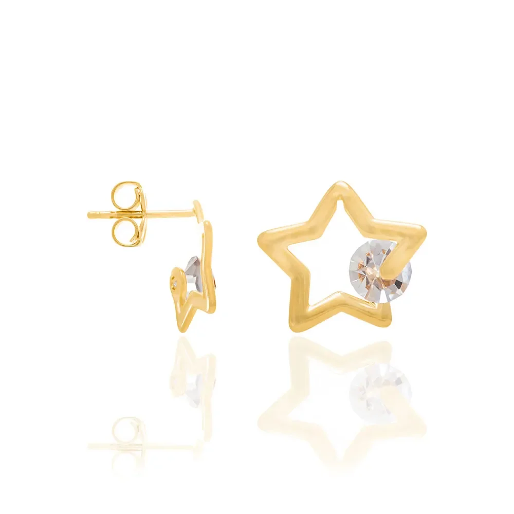Aretes De Estrella Con Circonia Enchapados En Oro 18K 4 Aretes de estrella con circonia - Joyería elegante para mujeres