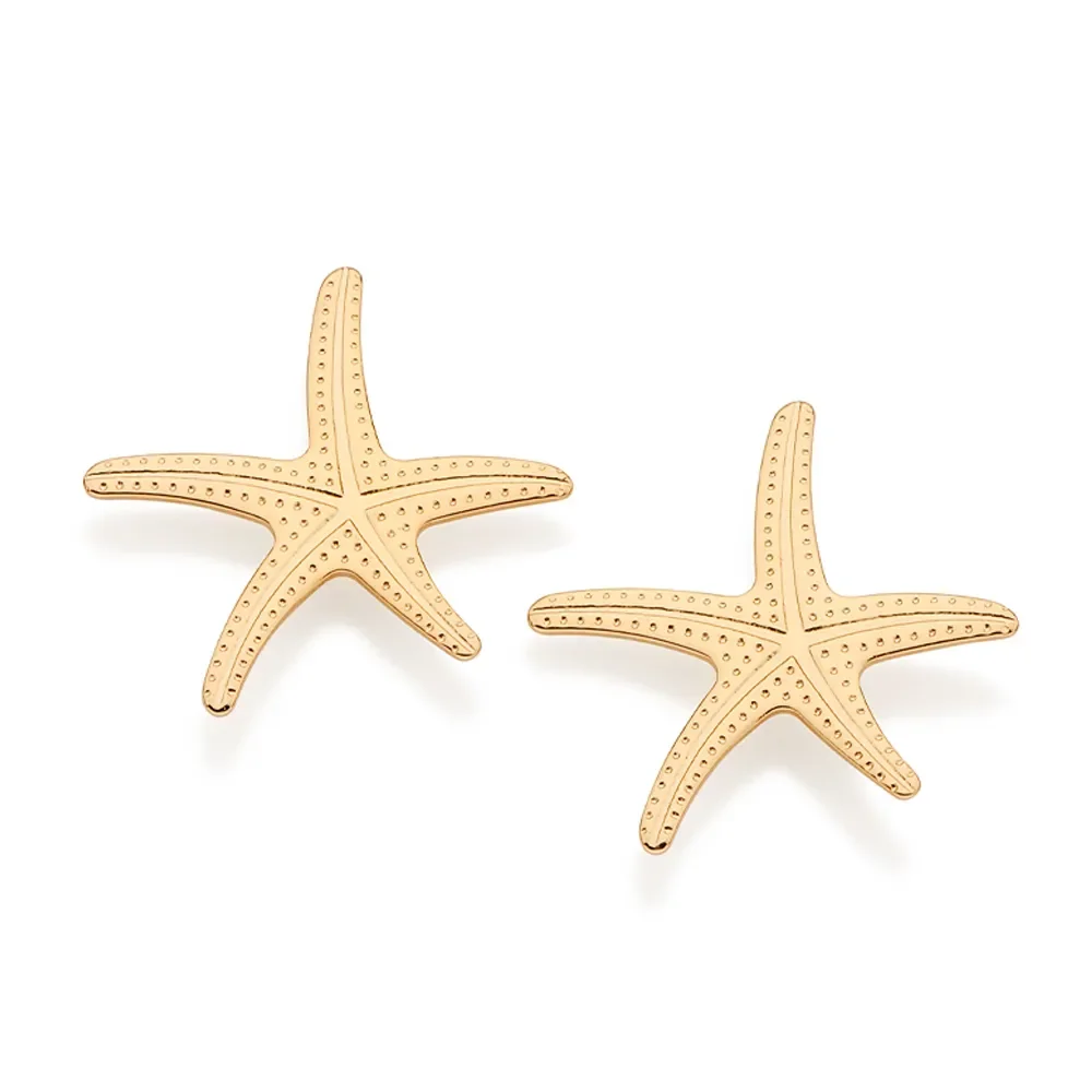 Aretes De Estrella De Mar Mediana Enchapados En Oro 18K 3 Rommanel