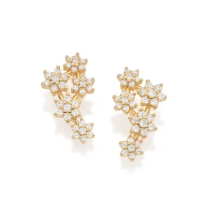 Aretes De Flores En Circonia  Enchapado en Oro 18K