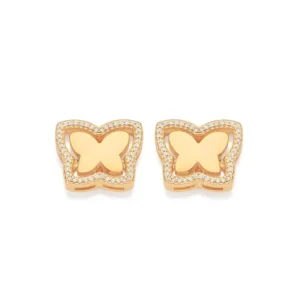 Aretes Mariposa 96 Circonias Aretes De Mariposa Con 96 Circonias Enchapado en Oro 18K