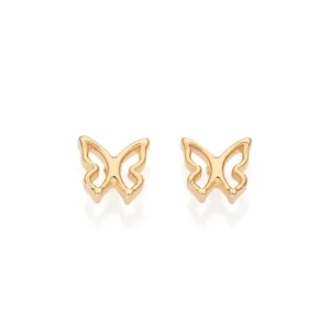 Aretes De Mariposa Con Diseño Calado  Enchapado en Oro 18K