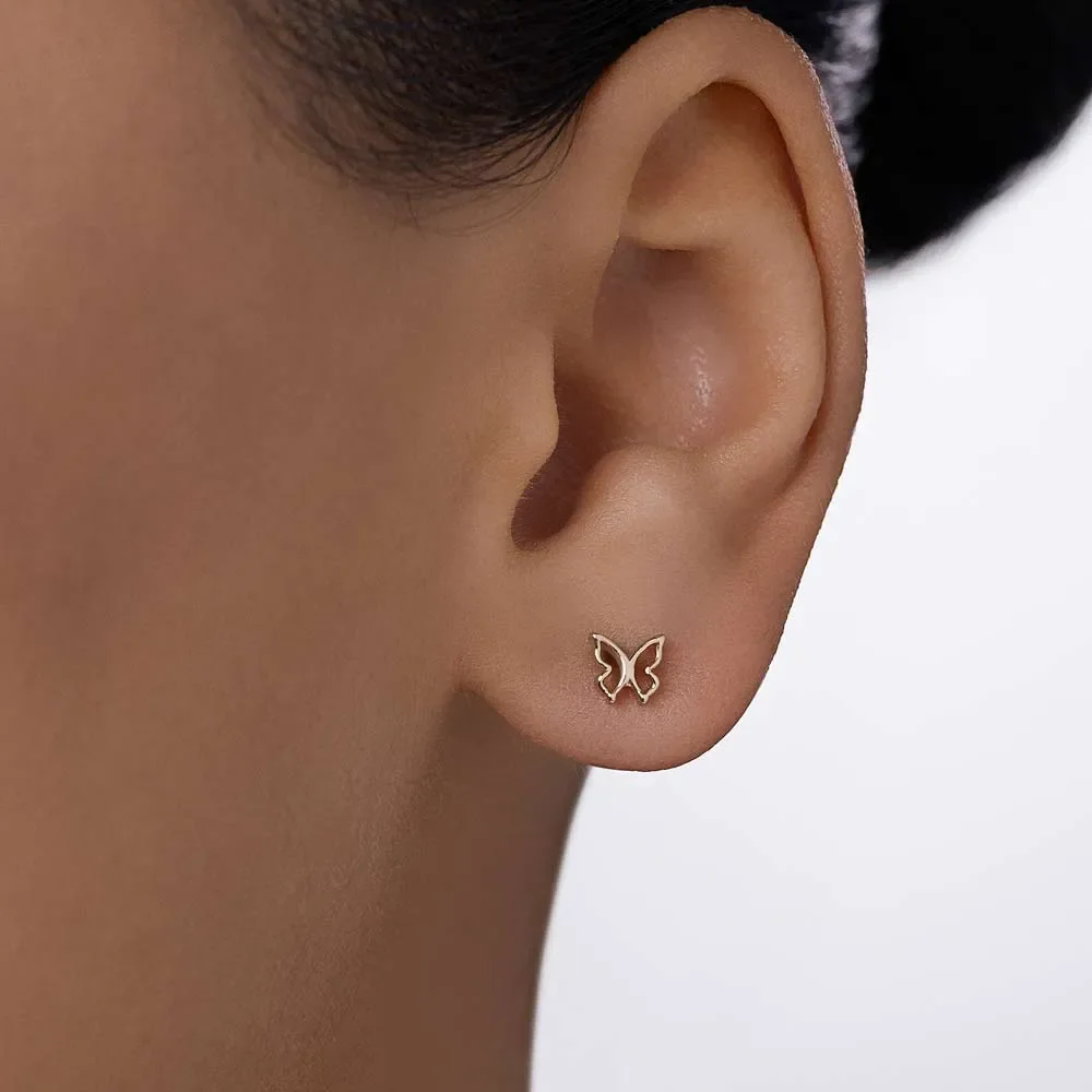 Aretes Mariposa Diseño Calado Enchapado En Oro 18K 5 Aretes Mariposa Diseño Calado Enchapado En Oro 18K - Imagen 3