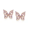 Aretes Maxi De Mariposa Con 56 Circonias Lilas Enchapado en Oro 18K