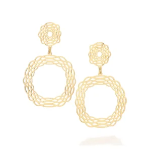 Aretes Maxi Ondulados  Enchapados en Oro 18K