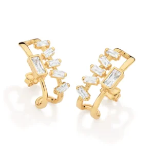 Aretes Medianos Con Circonias Enchapado en Oro 18K