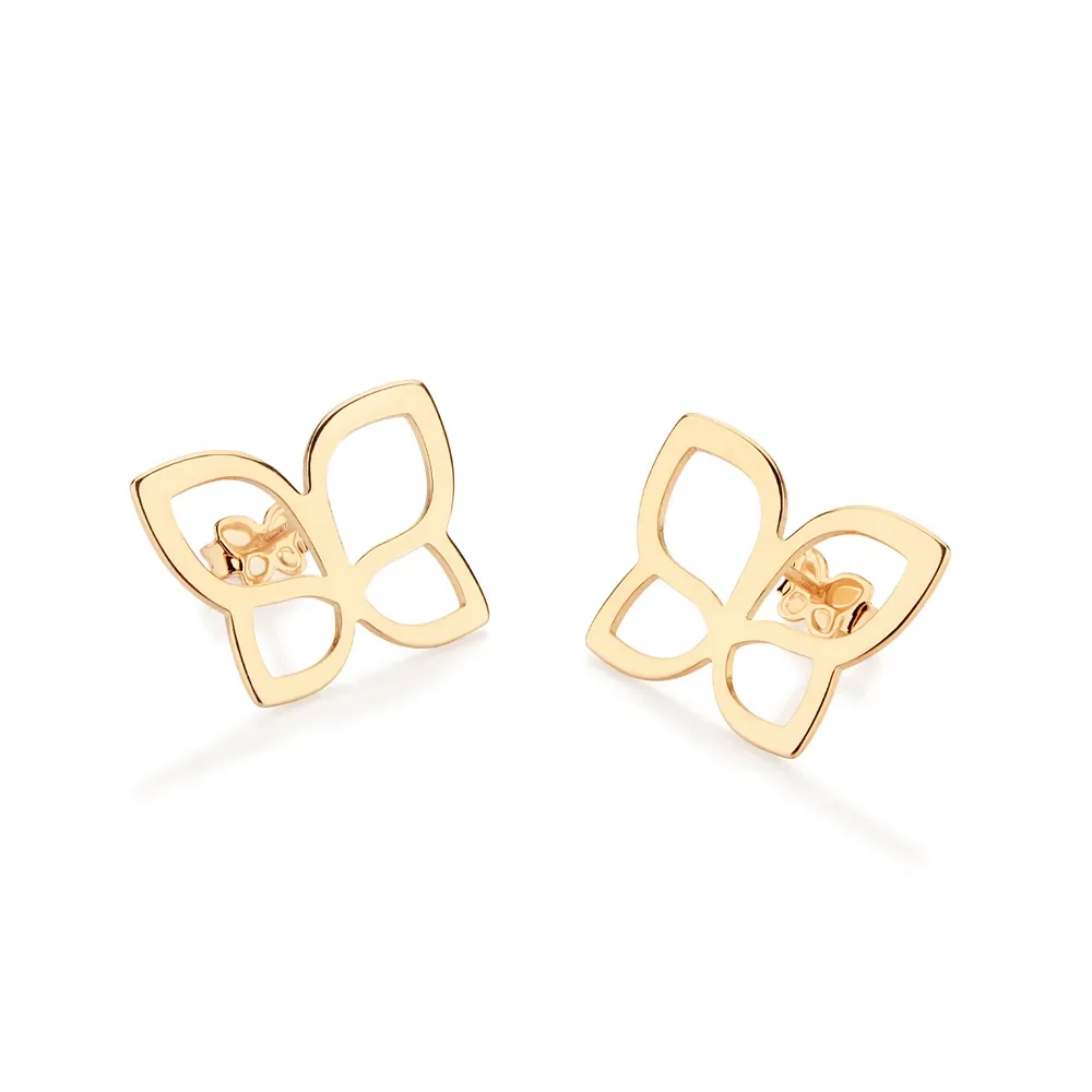 Aretes Medianos Mariposa Enchapados En Oro 18K 4 Aretes de oro 18K con diseño de mariposa para uso en eventos formales