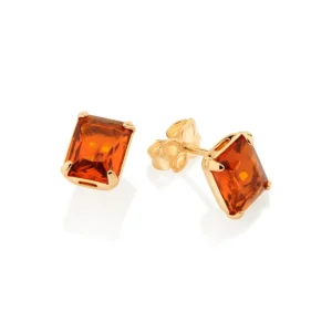 Aretes rectangulares de color caramelo con Enchapado en oro 18K para mujeres en Panamá