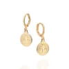 Argollas De Medalla De San Benito Enchapados En Oro 18K 1 Argollas De Medalla De San Benito Enchapados En Oro 18K