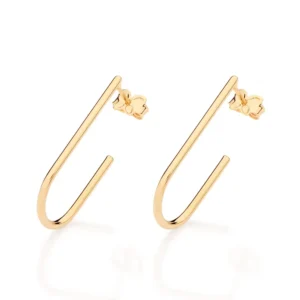Argollas Medio Aro Rectangular Enchapado en Oro 18K