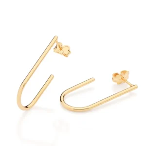 Argollas de medio aro rectangular con Enchapado en oro 18K