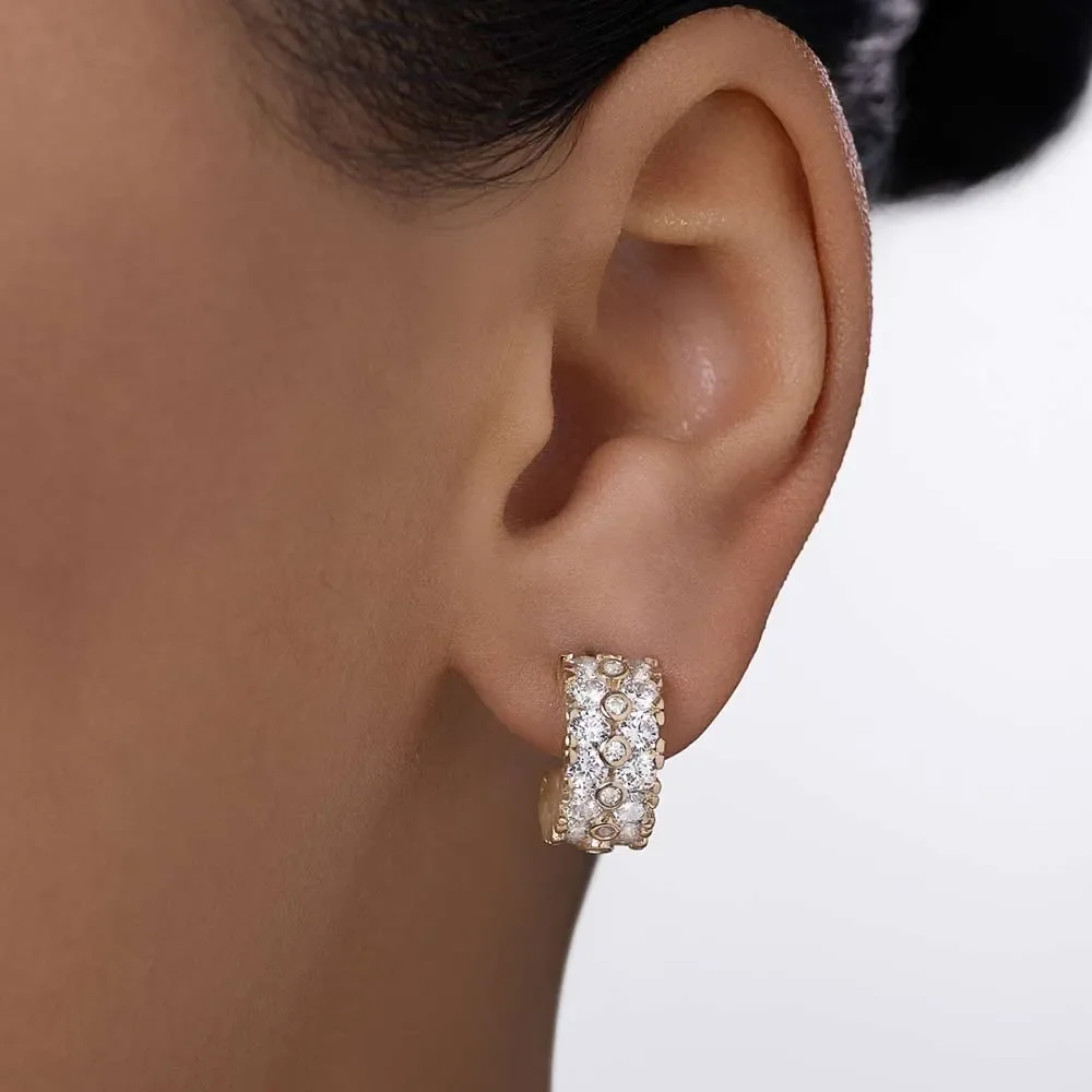 Argollas Medianas 16 Circonias Enchapadas En Oro 18K 5 Argollas Medianas 16 Circonias Enchapadas En Oro 18K - Imagen 3