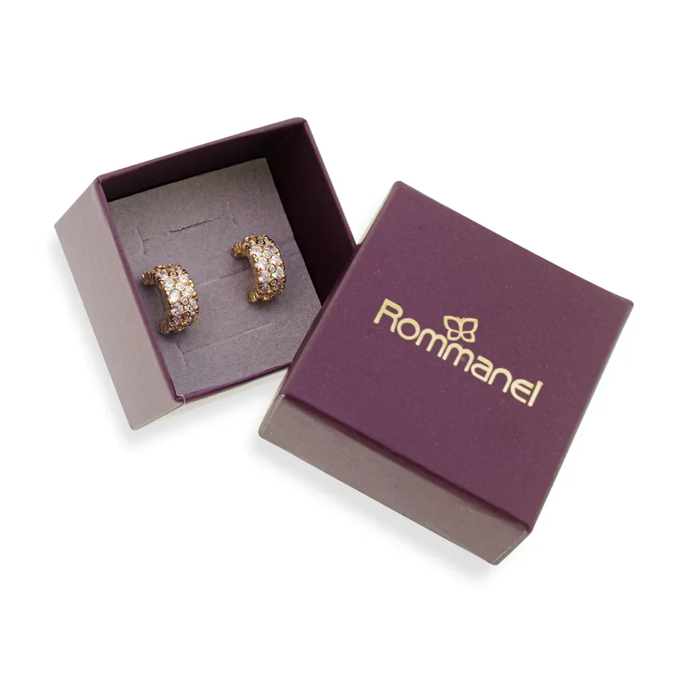Argollas Medianas 16 Circonias Enchapadas En Oro 18K 7 Argollas Medianas 16 Circonias Enchapadas En Oro 18K - Imagen 5