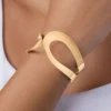 Brazalete Abstracto Enchapado En Oro 18K - Imagen 3