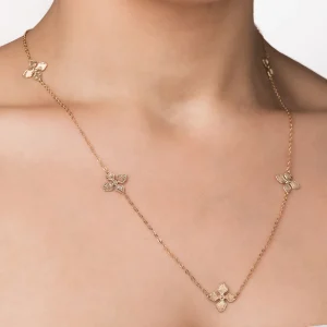 Alternative view of Collar de Eslabones y Flores enchapado en Oro 18k