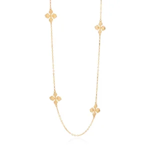 Collar de Eslabones y Flores enchapado en Oro 18k