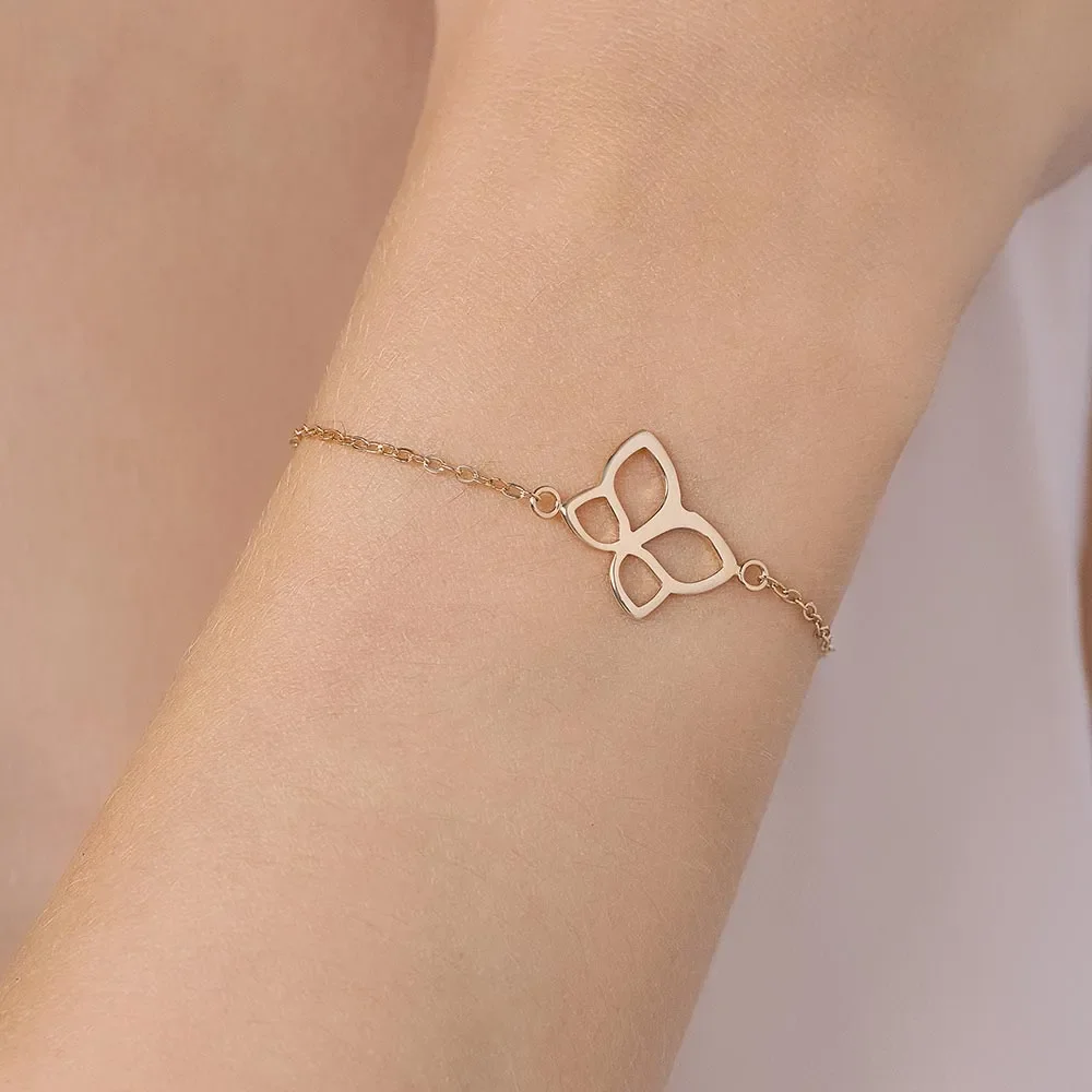 Pulsera De Mariposa Enchapada En Oro 18K Auténtica 4 Pulsera de mariposa Rommanel con diseño vaciado