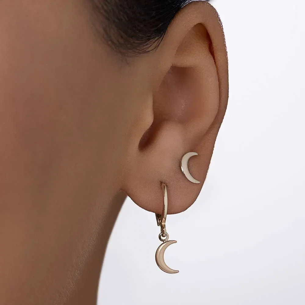 Sublime Kit Aretes Argollas Luna Enchapado En Oro 18K 5 ideales para uso diario o eventos especiales