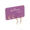 Sublime Kit Aretes Argollas Luna Enchapado En Oro 18K - Imagen 4