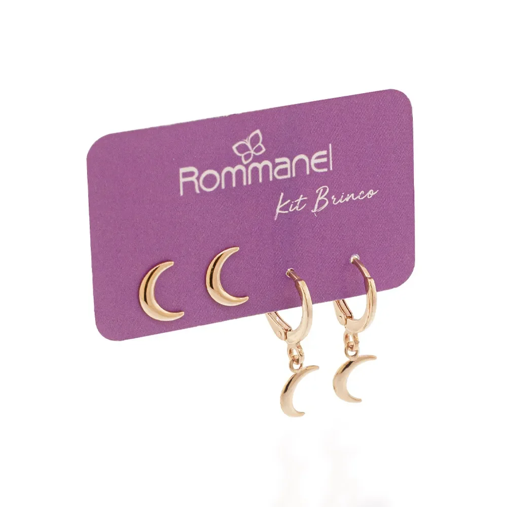 Sublime Kit Aretes Argollas Luna Enchapado En Oro 18K 6 Sublime Kit Aretes Argollas Luna Enchapado En Oro 18K - Imagen 4