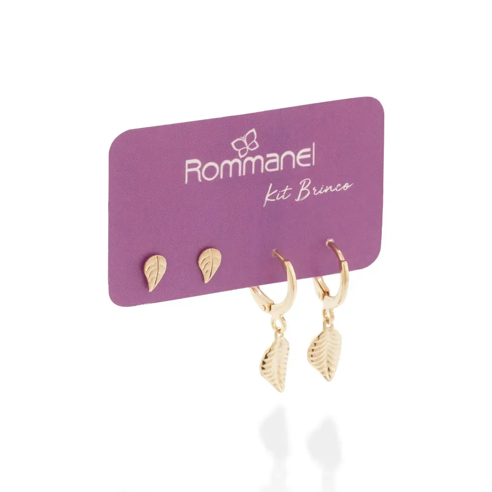 Kit De Argollas Y Aretes Con Hojas Colgantes Enchapada En Oro 18K Elegantes 6 Kit De Argollas Y Aretes Con Hojas Colgantes Enchapada En Oro 18K Elegantes - Imagen 4