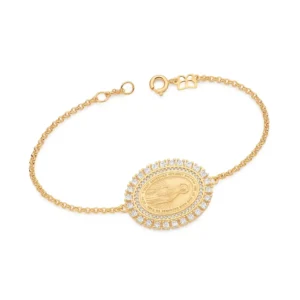 Pulsera Nuestra Señora La Gracia Circonia Enchapado En Oro 18K