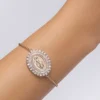 Hermosa Pulsera Nuestra Señora De La Gracia Circonia Enchapada En Oro 18K - Imagen 3
