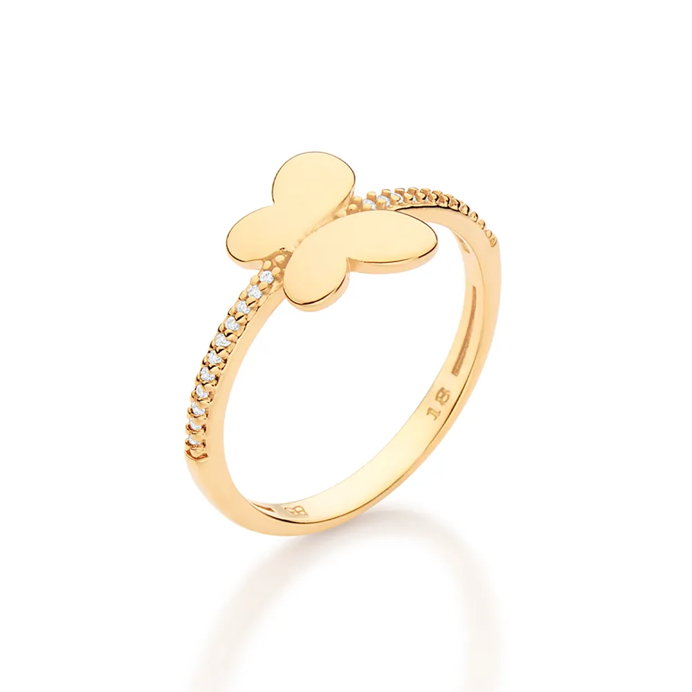 Anillo de mariposa con circonias enchapadas en oro de 18k 5 Anillo de mariposa con circonias enchapadas en oro de 18k - Imagen 3