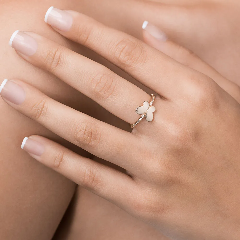 Anillo de mariposa con circonias enchapadas en oro de 18k 4 Anillo de mariposa con circonias enchapadas en oro de 18k - Imagen 2
