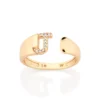Sortija De Inicial Con Circonia Letra J Enchapado En Oro18K 1 Sortija De Inicial Con Circonia Letra J Enchapado en Oro 18K