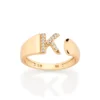 Sortija Inicial Circonia Letra K Sortija De Inicial Con Circonia Letra K Enchapado en Oro 18K