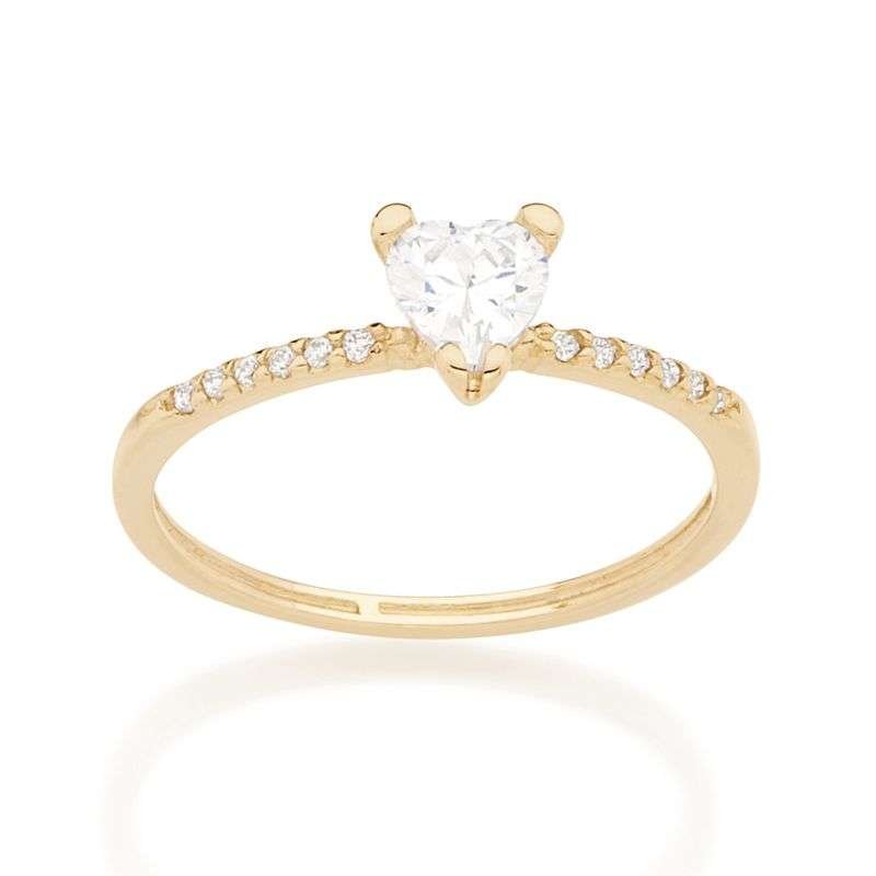 Anillo de corazón con circonia enchapadas en oro de 18k 4 Anillo de corazón con circonia enchapadas en oro de 18k - Imagen 2