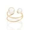 Anillo de Perla Sintética ajustable enchapadas en oro de 18k 1 anillo doble ajustable banado en oro 18k