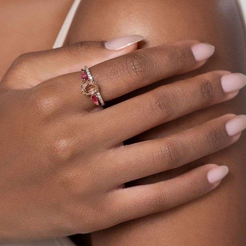 Anillo doble con circonias coloridas Enchapado en oro de 18k 3 Anillo doble con circonias coloridas Enchapado en oro de 18k - Imagen 2