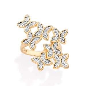 Alternative view of Anillo Maxi de 7 mariposas con circonias enchapadas en Oro de 18k