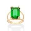 Anillo Rectangular con circonia verde enchapadas en oro de 18k - Imagen 2